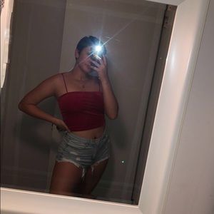 Red velvet cropped tank top!